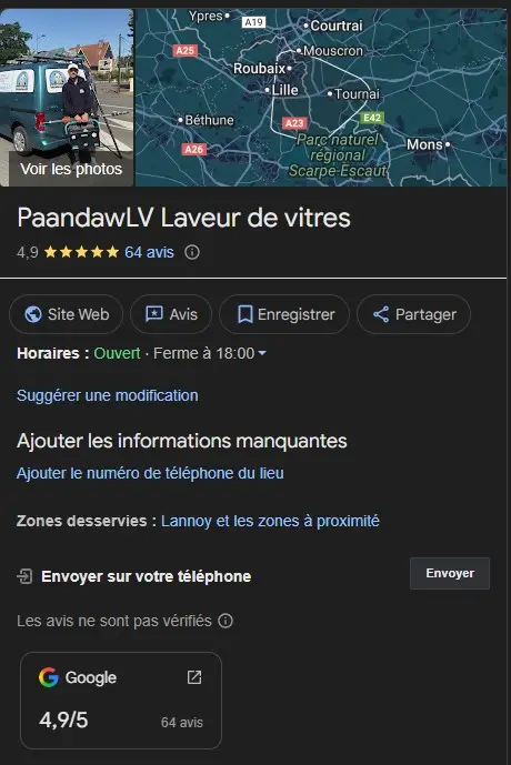 Fiche Google My Business de Kevin Degroote - Paandawlv