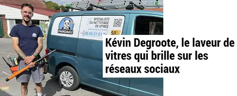 Article Voix du Nord - Kévin Degroote, le laveur de vitres qui brille sur les réseaux sociaux
