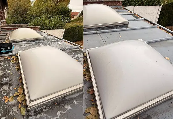 Nettoyage d'un dôme vitré sur toiture à Roubaix, par Paandawlv, Laveur de vitres professionnel